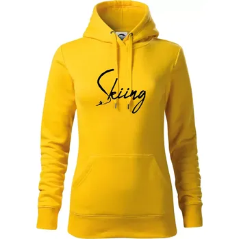 Dámská mikina Skiing nápis lyžař - Mikina dámská Cape s kapucí - 2XL ( Žlutá )