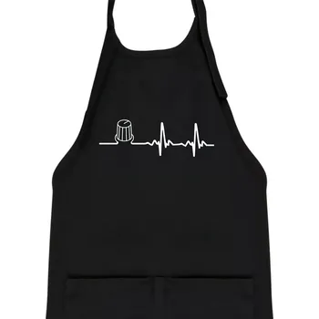 Kuchyňská zástěra Muzikant volume EKG - Dětská zástěra na vaření - Univerzální velikost ( Černá )