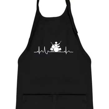 Kuchyňská zástěra EKG bubeník - Dětská zástěra na vaření - Univerzální velikost ( Černá )