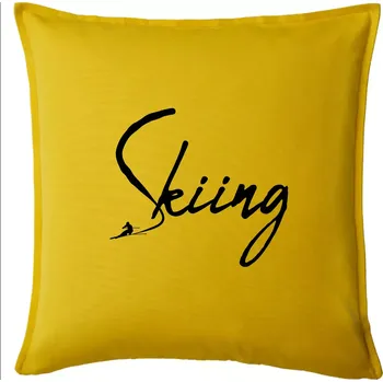 Polštář Skiing nápis lyžař - Polštář 50x50 - 50x50 - Pouze potah ( Žlutá )