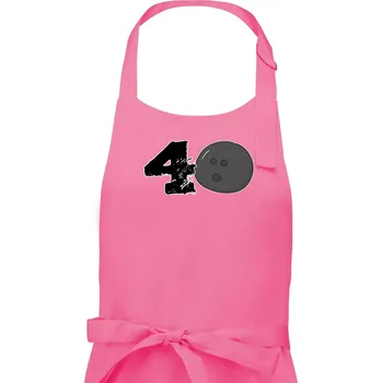 Kuchyňská zástěra Bowling kulaté narozeniny 40 - Dámská zástěra na vaření - Univerzální velikost ( Růžová )