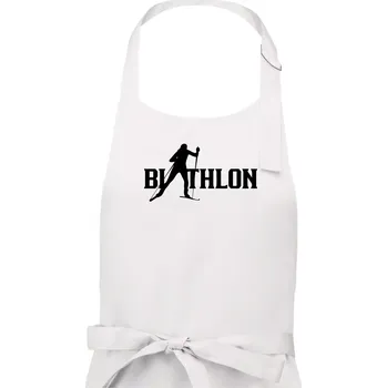 Kuchyňská zástěra Biathlon nápis - Dámská zástěra na vaření - Univerzální velikost ( Bílá )