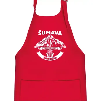Kuchyňská zástěra Šumava křížem krážem - Dětská zástěra na vaření - Univerzální velikost ( Červená )