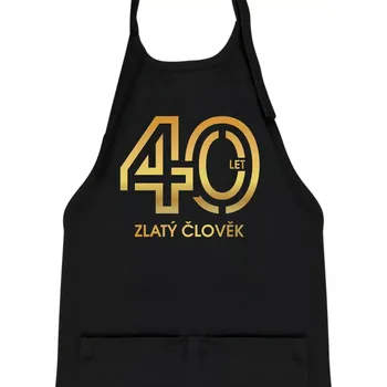 Kuchyňská zástěra 40 let zlatý člověk - Dětská zástěra na vaření - Univerzální velikost ( Černá )