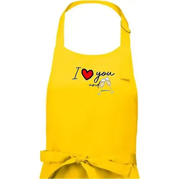 Kuchyňská zástěra I love you and prosecco - Pánská zástěra na vaření - Univerzální velikost ( Žlutá )