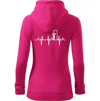 Dámská mikina EKG otužování sprcha - Dámská mikina trendy zipper s kapucí - L ( Purpurová )