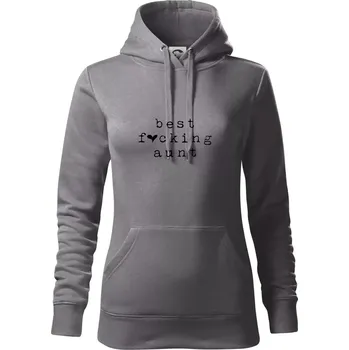 Dámská mikina Best fucking aunt - Mikina dámská Cape s kapucí - 2XL ( Ocelově šedá )