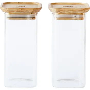 Dóza na potraviny Dóza na potraviny PKV-048 320 ml, sada 2 ks, sklo / bambus, Pebbly