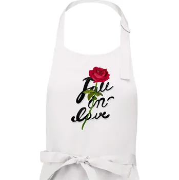 Kuchyňská zástěra Fall in Love - Pánská zástěra na vaření - Univerzální velikost ( Bílá )
