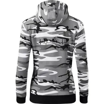 Dámská mikina Hruška EKG - Dámská mikina trendy zipper s kapucí - S ( Šedý maskáč )