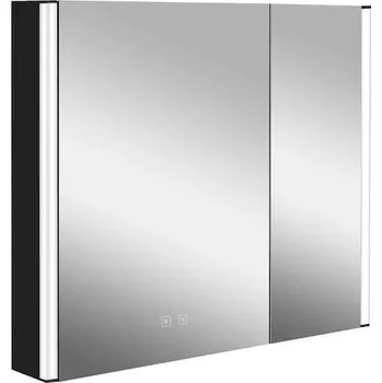 Koupelnový nábytek kielle Arkas I - Zrcadlová skříňka s LED osvětlením, vyhříváním a USB portem, 80x70x13 cm, matná černá 50111814