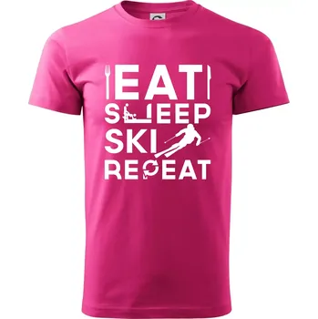 Pánská móda Eat sleep ski repeat - Klasické pánské triko vyšší gramáže - L ( Purpurová )