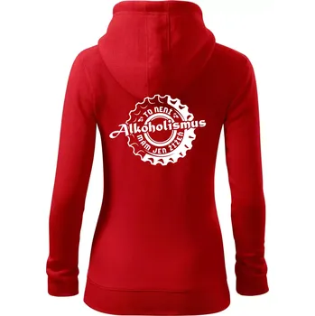 Dámská mikina Alkoholismus pivo - Dámská mikina trendy zipper s kapucí - XS ( Červená )