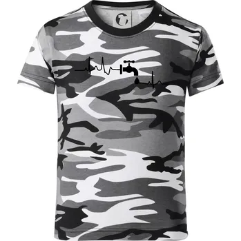 Chlapecké tričko Instalatér ekg - Dětské maskáčové triko - 104-110cm / 3-4 roky ( Šedý maskáč )