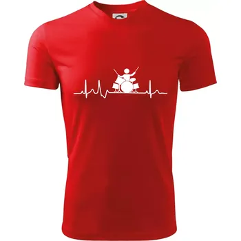 EKG bubeník - Dětské triko sportovní (dresovina) - 158 cm/12 let ( Červená )