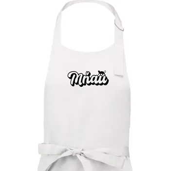 Kuchyňská zástěra Mňau nápis - Pánská zástěra na vaření - Univerzální velikost ( Bílá )