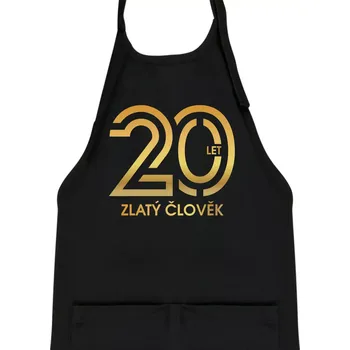 Kuchyňská zástěra 20 let zlatý člověk - Dětská zástěra na vaření - Univerzální velikost ( Černá )