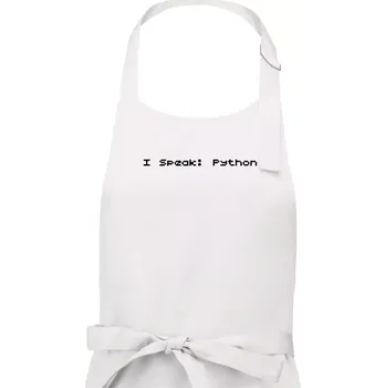 Kuchyňská zástěra I Speak Python - Pánská zástěra na vaření - Univerzální velikost ( Bílá )