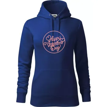 Dámská mikina Happy Valentine day - Mikina dámská Cape s kapucí - XS ( Královská modrá )