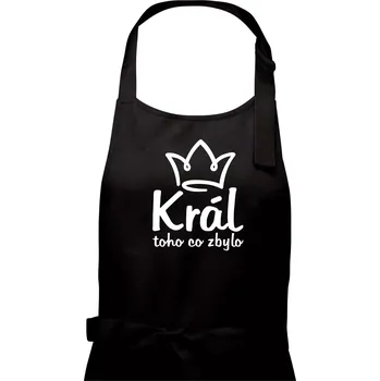 Kuchyňská zástěra Král toho co zbylo - Pánská zástěra na vaření - Univerzální velikost ( Černá )