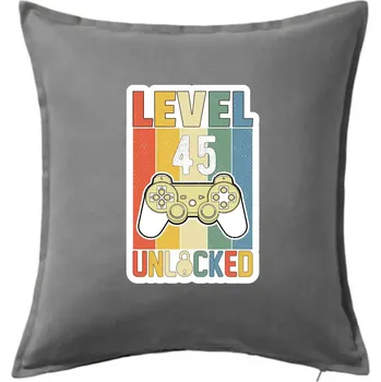 Polštář Gaming narozeniny 45 - Polštář 50x50 - 50x50 - Pouze potah ( Tmavě šedý melír )