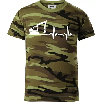 EKG bagr - Dětské maskáčové triko - 146 cm/10 let ( Zelený maskáč )