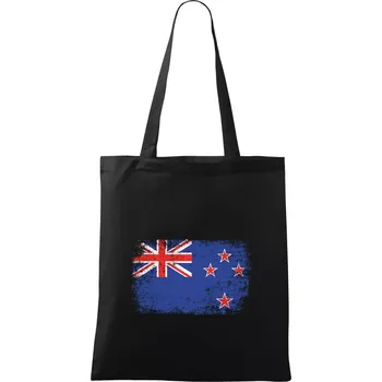 Nákupní taška Nový Zéland - Vlajka potřebovaná - Taška bavlněná - 42 x 38 cm ( Černá )