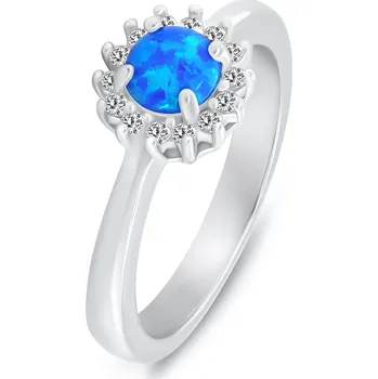 Prsten Brilio Silver Stříbrný prsten s modrým syntetickým opálem a zirkony RI110WB 56 mm + 2 měsíce na vrácení zboží