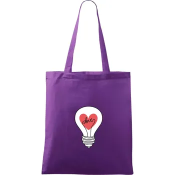 Love žárovka rozum - Taška bavlněná - 42 x 38 cm ( Fialová )