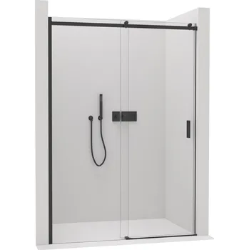CERANO - Sprchové posuvné dveře Santoro L/P - 6 mm - černá matná, transparentní sklo - 130x195 cm