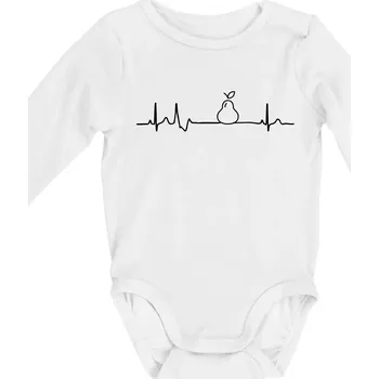 Hruška EKG - Body kojenecké s dlouhým rukávem - Dlouhý r. do 3 měs ( Bílá )