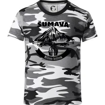 Chlapecké tričko Šumava křížem krážem - Dětské maskáčové triko - 146 cm/10 let ( Šedý maskáč )