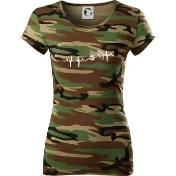 Dámské tričko EKG elektrikář - Dámské maskáčové triko - XS ( Hnědý maskáč )