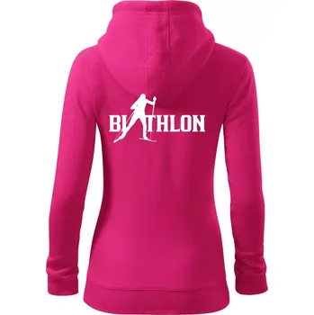 Dámská mikina Biathlon nápis - Dámská mikina trendy zipper s kapucí - XS ( Purpurová )