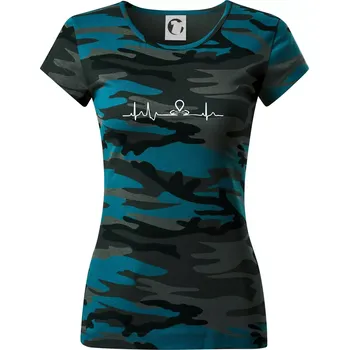 Dámské oblečení Geocache ekg - Dámské maskáčové triko - M ( Petrolejová maskáč )