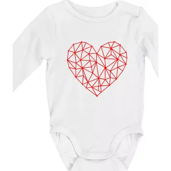 Srdce síť - Body kojenecké s dlouhým rukávem - Dlouhý r. 3-6 měs ( Bílá )