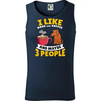 I like dogs and coffee and maybe 3 people - Tílko pánské Core - XL ( Námořní modrá (velmi tmavá - téměř černá) )