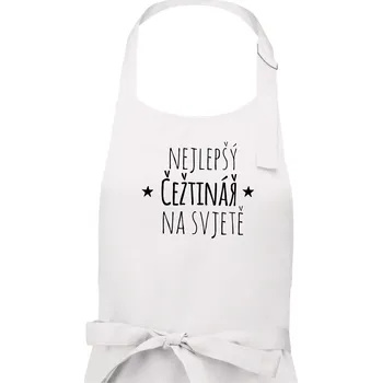Kuchyňská zástěra Nejlepší češtinář na světě - Pánská zástěra na vaření - Univerzální velikost ( Bílá )