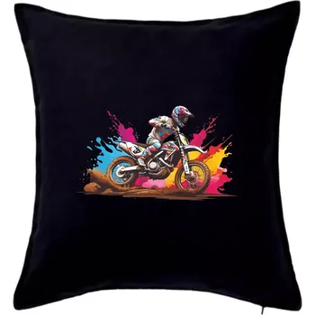 Polštář Cross motorka splash - Polštář 50x50 - 50x50 - Pouze potah ( Černá )