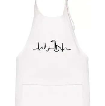 Kuchyňská zástěra Saxofon ekg - Dětská zástěra na vaření - Univerzální velikost ( Bílá )