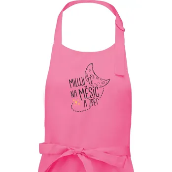 Kuchyňská zástěra Miluju tě na měsíc a zpět - Pánská zástěra na vaření - Univerzální velikost ( Růžová )