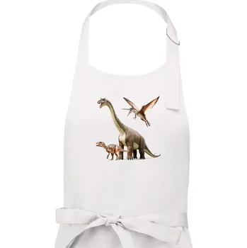 Kuchyňská zástěra Fotka s dinosaury - Pánská zástěra na vaření - Univerzální velikost ( Bílá )