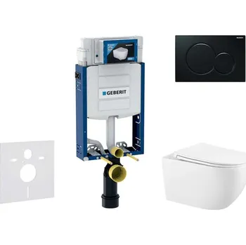 WC sada Geberit Kombifix - Set předstěnové instalace, klozetu Gaia a sedátka softclose, tlačítko Sigma01, černá SANI15CA5117