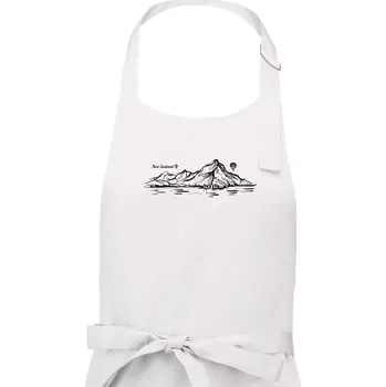 Kuchyňská zástěra Nový Zéland nápis a hory Aoraki - Mount Cook - Pánská zástěra na vaření - Univerzální velikost ( Bílá )