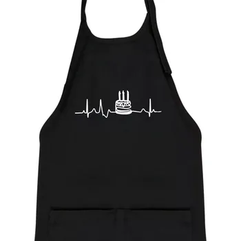 Kuchyňská zástěra Ekg dort - Dětská zástěra na vaření - Univerzální velikost ( Černá )