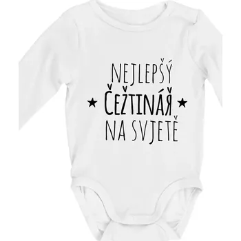 Nejlepší češtinář na světě - Body kojenecké s dlouhým rukávem - Dlouhý r. 6-12 měs ( Bílá )