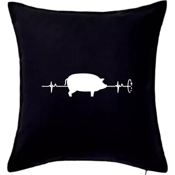 Polštář EKG gril - Polštář 50x50 - 50x50 - Včetně výplně ( Černá )