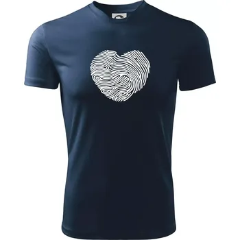 Chlapecké tričko Otisk prstu srdce - Dětské triko sportovní (dresovina) - 122 cm/6 let ( Námořní modrá (velmi tmavá - téměř černá) )