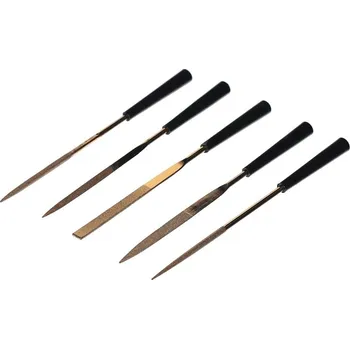 E-VALUE Sada diamantových jehlových pilníků s povlakem TiN - zrnitost #150 - 5 kusů