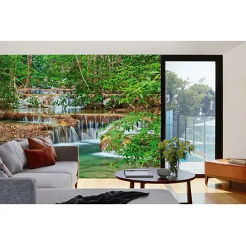 Fototapeta DIMEX | Samolepicí vliesová fototapeta na zeď Vodopád v thajském lese MA-5-3262 | 375 x 250 cm | zelená, bílá, hnědá + Samolepicí vliesová fototapeta na stěnu DIMEX Vodopád v thajském lese MA53262 v rozměru 375 x 250 cm